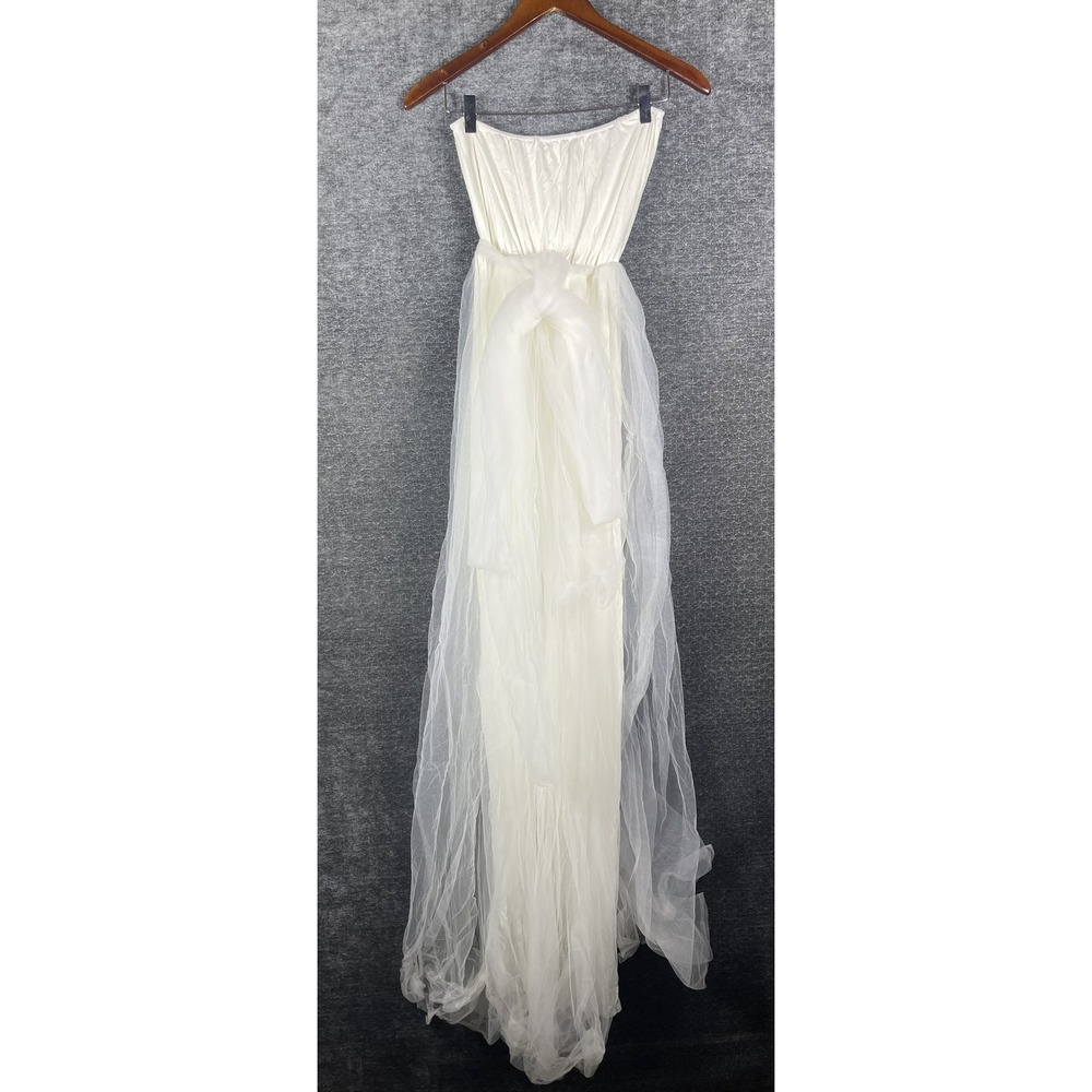 Ivory Strapless Tulle Overlay Maxi Dress XL Romantic Bridal Fairycore Gown